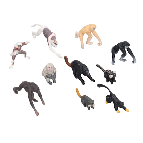 10 stk. Primatmodeller Mini Proboscis Ape Gibbon Orangutang Lemur Modell Dyrepyntsett