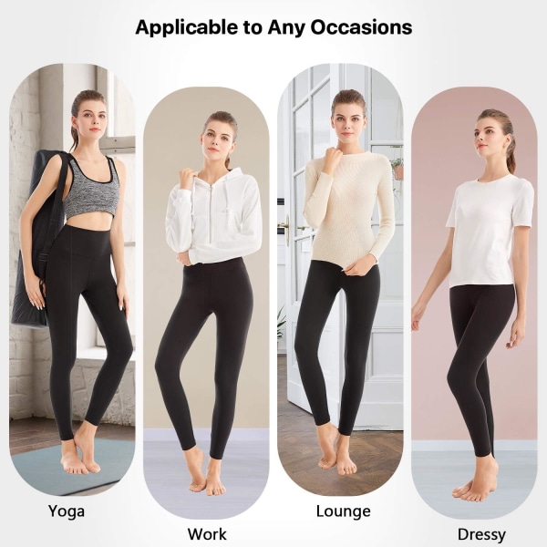 Fleecefodrade leggings för kvinnor, mjuka elastiska ogenomskinliga leggings med magkontroll, thermal varma vintertjocka yogabyxor XXL