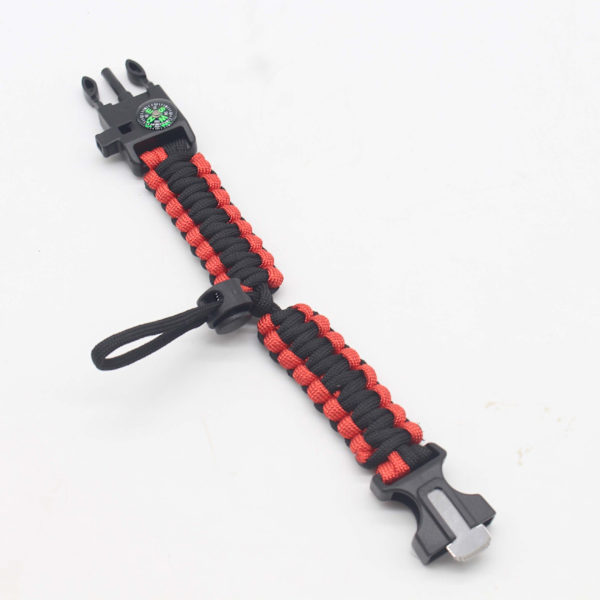 Armband Multifunktionell Justerbar Bälte Utomhus Armband Vildmarksöverlevnad Fem-i-ett Justering Vävd Handrem Red and Black