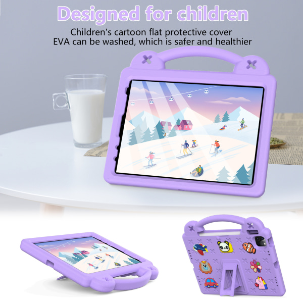 IPad10 Beibei Bear Matepad SE Tablet Beskyttelsesetui Tegneserieudskæring Håndholdt Stativ Pen Slot Anti Drop Light purple Huawei 10.1 t5