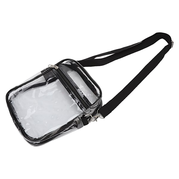 PVC Transparent Justerbar Skuldertaske Vandtæt Klar Messenger Taske med Lynlås til Ladere Punge Nøgler Solbriller