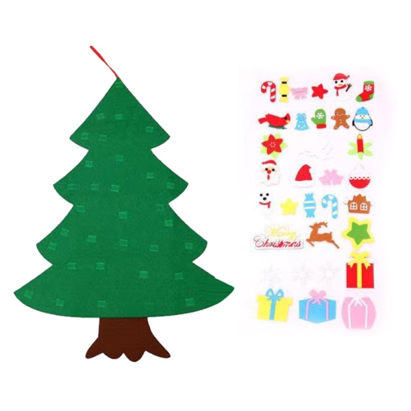 DIY filt julgran för barn Vägghängande dekorationer 33st