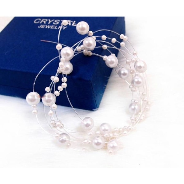 1m kunstige perler kæde bryllup hår tilbehør Hvid