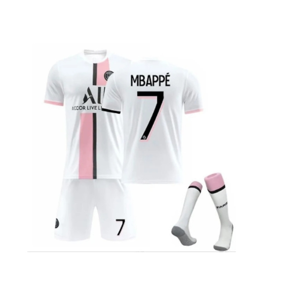 Paris Barn Fotbollströja Nr 7 Mbappe Vuxen Barn Saint-Germain 24 (8-9 År) White M