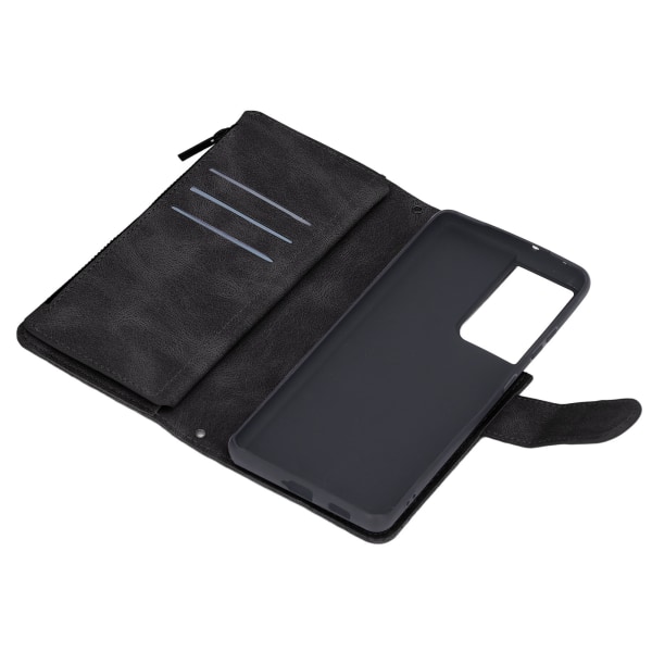 Phone case Magneettisesti suljettava Flip-puhelimen cover sisäänrakennetulla korttitelineellä Galaxy S21 Ultra Blackille