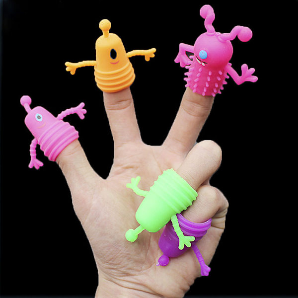 5 stk/sett Tilfeldig stil Farge TPR Plast Søte Fingerdukker Barn Kids Fingerdukker Leke Foreldre Fortellingsrekvisitter