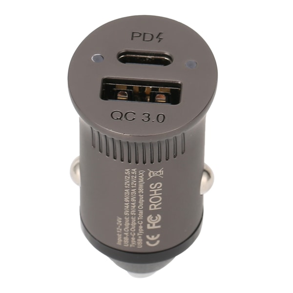 USB C Biloplader Mini Hurtig USB Oplader PD&QC 3.0 Dual Port Bil Hurtigopladningsadapter