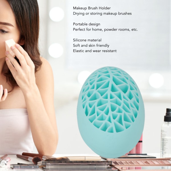 Silikon sminkebørste Tørkeholder Organizer Profesjonell Home Desktop Myk kosmetisk børsterenser Pad Blå