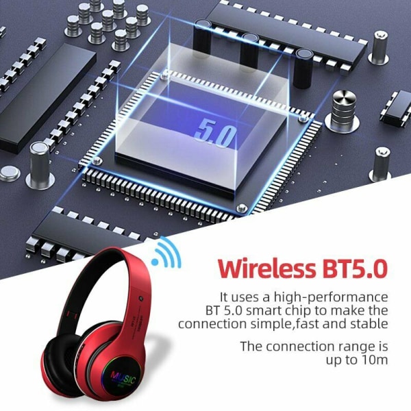 Vikbare trådløse Bluetooth 5.0-tilbehør Headset-tilbehør Sort