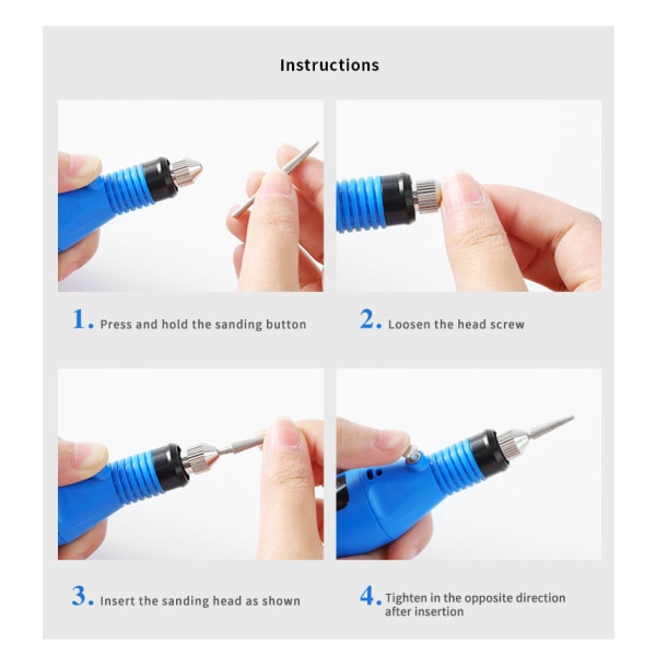 Mini elektrisk nagellacksmaskin elektrisk nagelfil blå usb