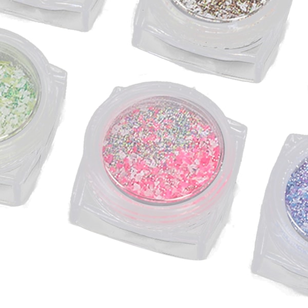 6 laatikkoa Nail Art Glitter Powder Sekoitettu väri Superhieno manikyyri koristelu pölyhiekka kynsihoitolaan