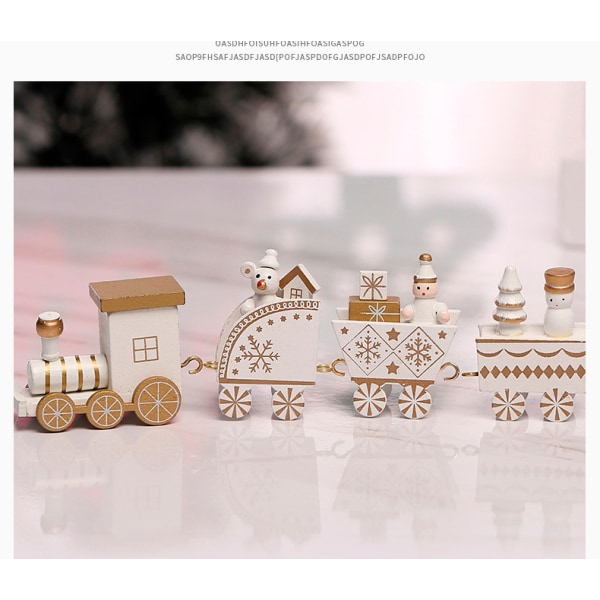 Christmas Decorations Wooden Four-Section Train Children's Christmas Gift Window Desktop Decoration Cake Decoration White