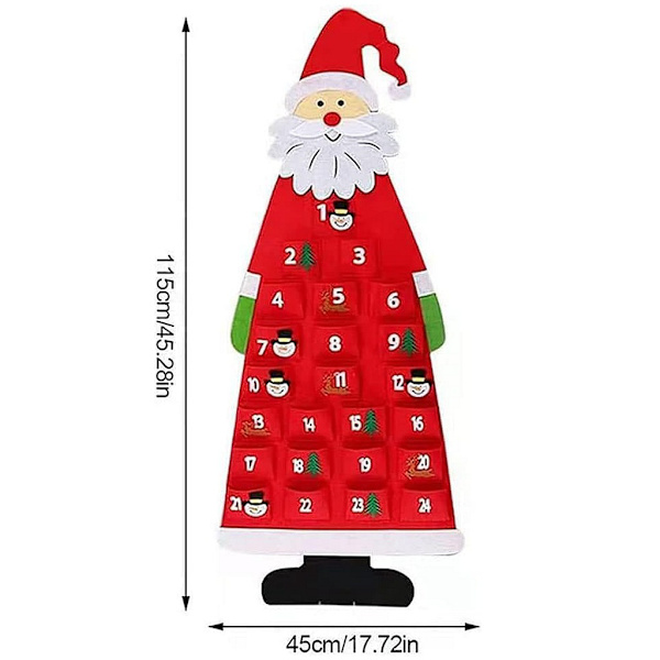 Filtadventkalender med tomte, julkalender, juldekoration Light Gray
