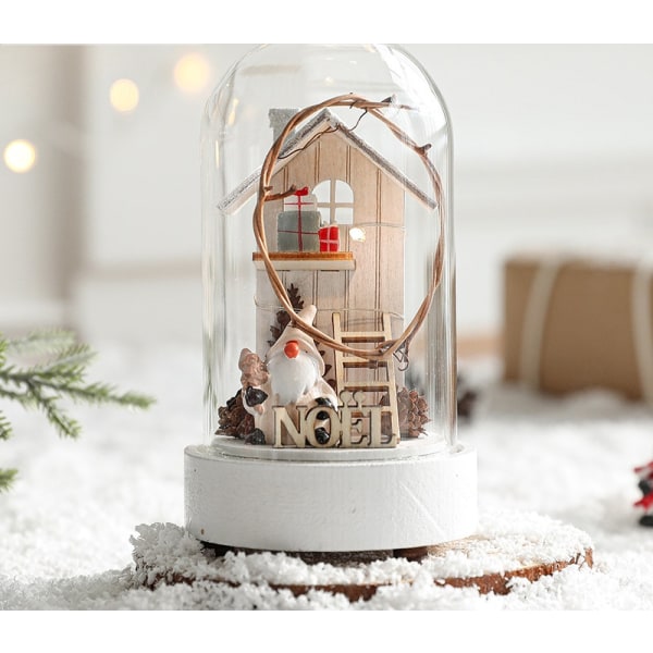 Lighting Small Night Lamp Snow Decoration Christmas Tree Glass House Christmas Decoration 5