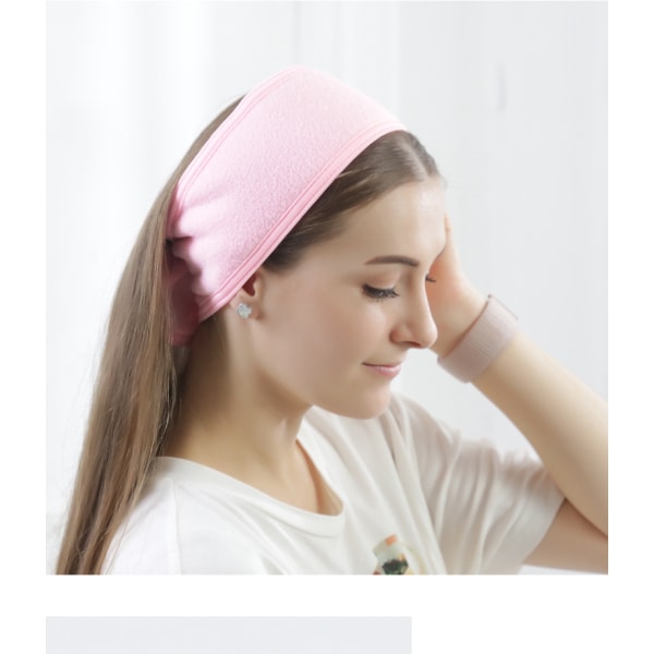 Hårbånd Dobbeltlags innesperring hodeskjerf Vask ansikt Hårbånd løpende fleece i én side hårbånd Pink