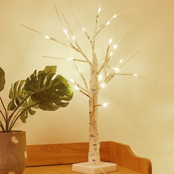 Juldekoration Simulerad Silverbjörk Dekorativa Ljus Levande Sovrumsdekoration Modellering Ljus Warm White 60cm USB