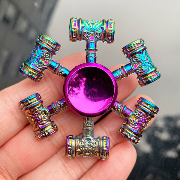 Metallisk Färgglad Legering Fingertopp Gyro Fingerrotation Användbar Verktyg för Tryckreducering Colorful Haotian Hammer 135