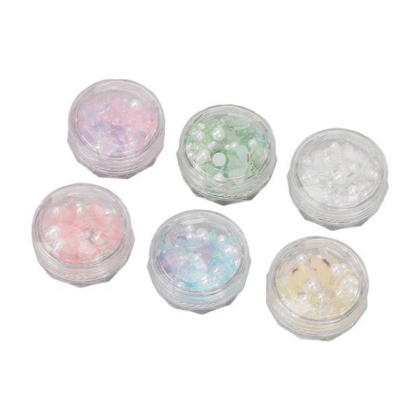 6 Ask Resin 3D Fjärilsformad Nagelkonst Dekorationssats Utsökt Falsk Pärla Nageldekoration för Kvinnor
