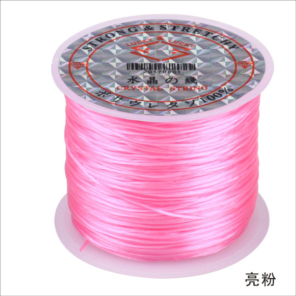 Farvet elastisk tråd, krystaltråd, perletråd, armbåndstråd, -60 meter vævet armbånd DIY Bright pink