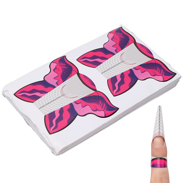 100 st Nail Form Förlängningsdekaler Självhäftande Nageltips Guide Dekal Manikyr Verktyg Ros Röd