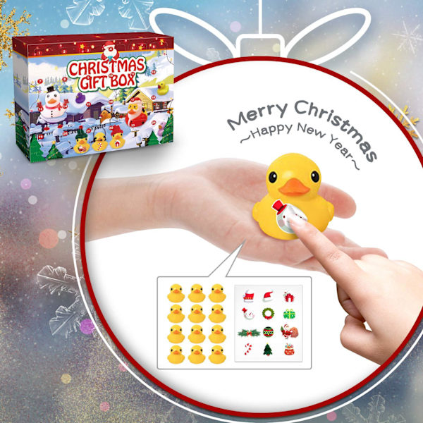 Juleand Adventkalender med Gummibader - 24 Kvadratiske Italienske Gummibader i Blindboks 31*22*5cm