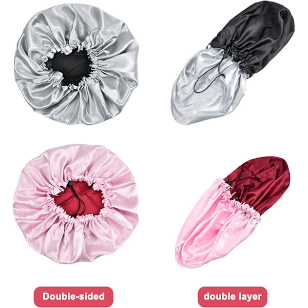 2-pack Satäng Hårhuva Sovhuva Nattmössa Sovhuvudskydd Elastisk
