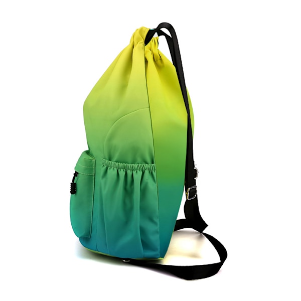 Hihnallinen taskullinen vetoketjullinen reppu vedenpitävä laukku, suurikokoinen vetoketjullinen reppu, ulkoilureissulaukku Yellow Green large
