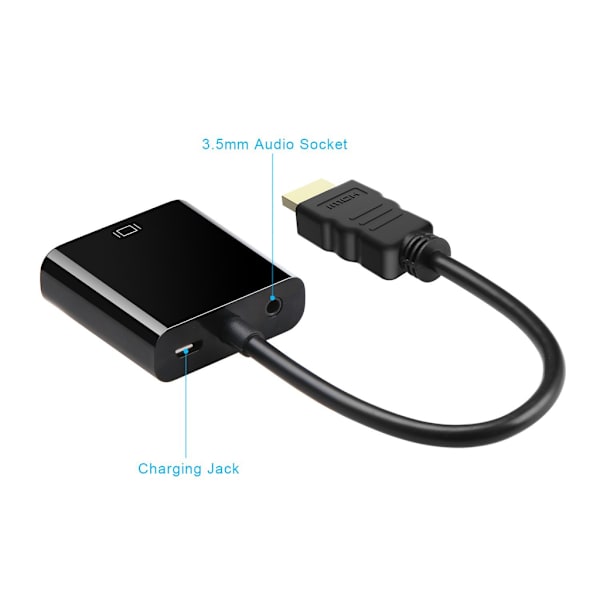 HDMI til VGA-adapter med 3,5 mm lydjack