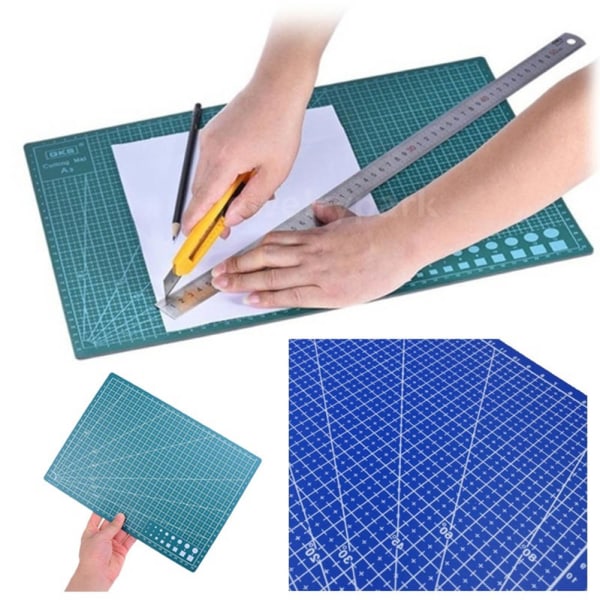A4 PVC Ristnett Skjærebrett Profesjonelt Selvhelende Skjærematte Multifunksjonelt for Quilting Sy Scrapbooking DIY Håndverk Blå