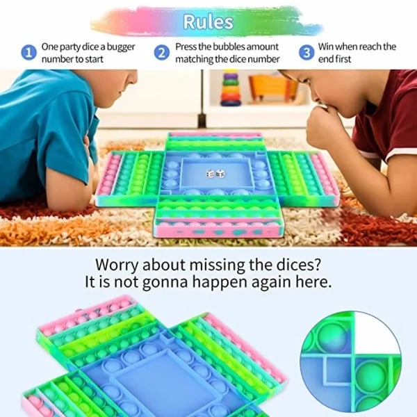 4-spelars schackbräde Pop it fidget leksaker för barn, vuxna