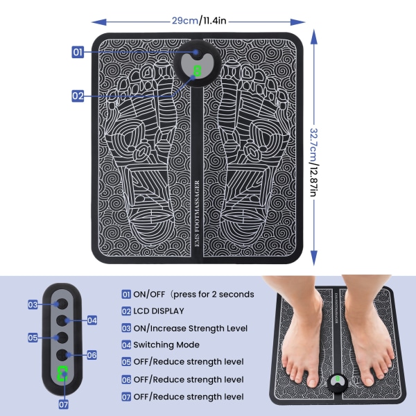 Elektrisk EMS Foot Massager Pad Muskelstimulator Fotmassage