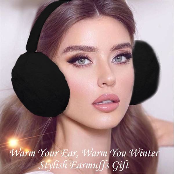 Ørevarmere for kvinner Ørevarmere Vintertilbehør Fluffy Plush Foldbar Voksen Utendørs Termisk Ørevarmer black