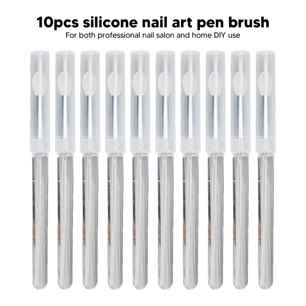 10 stk Nail Art Silikonstift Gjenbrukbar Uniform Feste Speil Effekt Powder Smudge Stick med deksel
