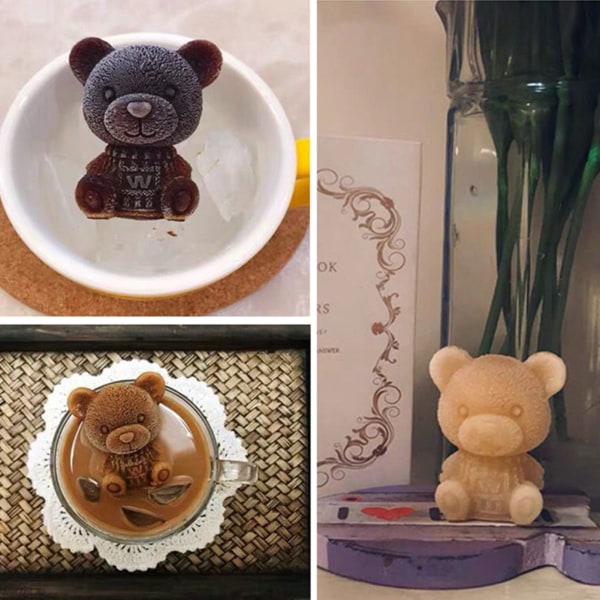 Djur 3D björnform isbit choklad silikonform vit