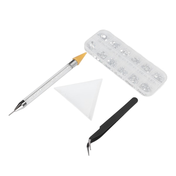 AB Nail Art Rhinestones Sæt Negledekorationer med dobbelthovedet Picker Dotting Pen Pincet