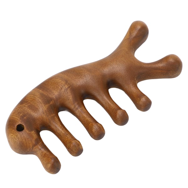 Gua Sha Kam Sandaltræ Ergonomisk Bredtandet Hovedbundsskrabende Massagekam til Nakke Arme Ben