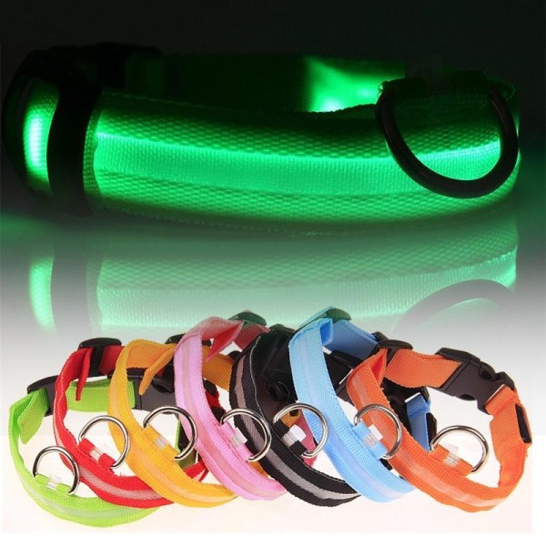 LED Hundhalsband Uppladdningsbart / Reflex & Halsband för hund L - Grön
