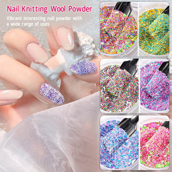 6 Boxar Glittrande Socker Effekt Glitter DIY Hantverk Elegant Nageldamm Sandpulver Nagelsmycke