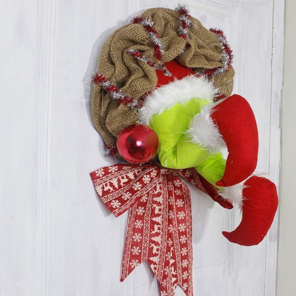 Stecto Grinch Wreath, Christmas Garland, How The Grinch has Stealed the Burlap Christmas Wreath L