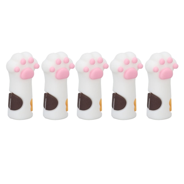 5 stk. Cuticle Saks Cover Protector Cat Pote Shape Silikon Cuticle Trimmer Beskyttelseshylse for negler og tånegler Hvit