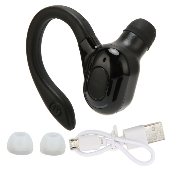 Bluetooth Headset Stereo IPX4 Vandtæt USB Opladning Enkelt Øre Trådløs Øretelefon til Løb Kørsel Sort