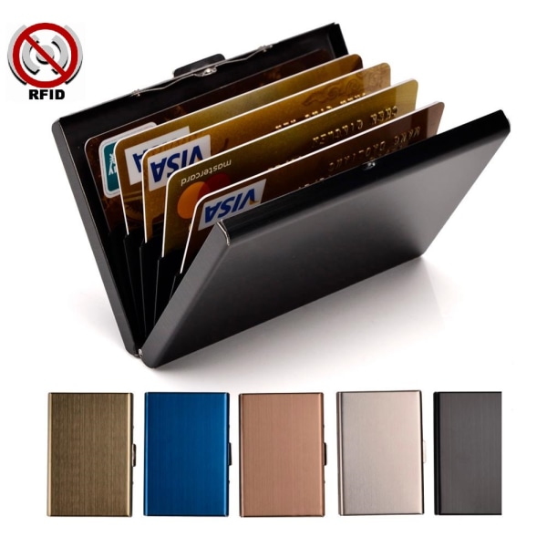Tyylikäs eksklusiivinen teräksinen korttikotelo / lompakko - RFID-suojattu musta