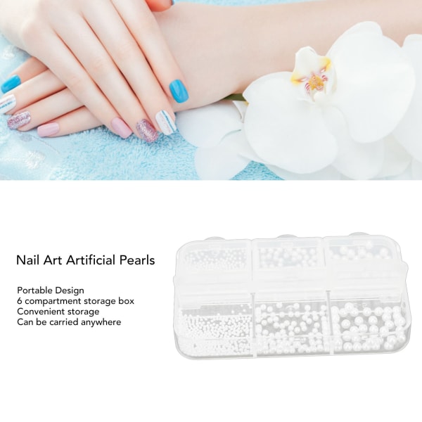 3 æsker Nail Art kunstige perler Forskellig størrelse skinnende bærbare manicure dekorationer Charms til makeup håndværk
