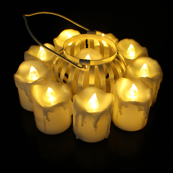 12 Pak Jule-Teelys Plast CR2032 Batteri Lysende LED Elektronisk Lys White 12 PCS