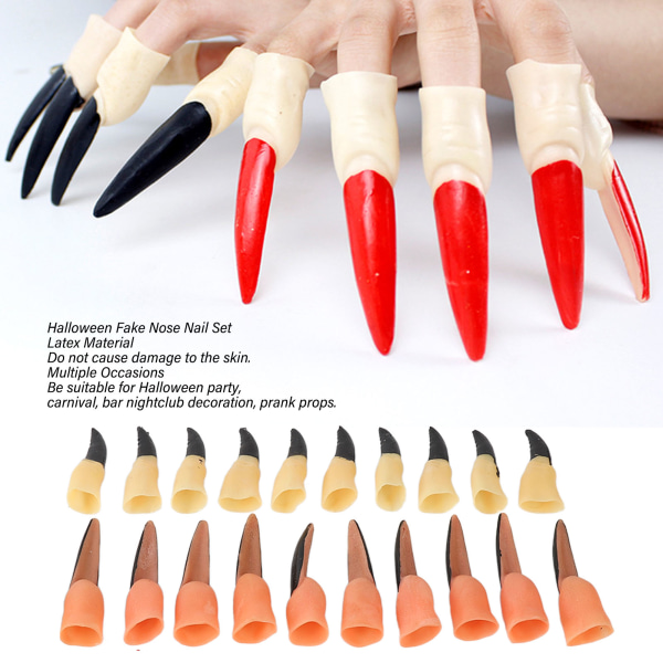 Halloween Fake Nese Nail Set Festival Party Performance Costume Set Fake Finger Claw Nese Sett