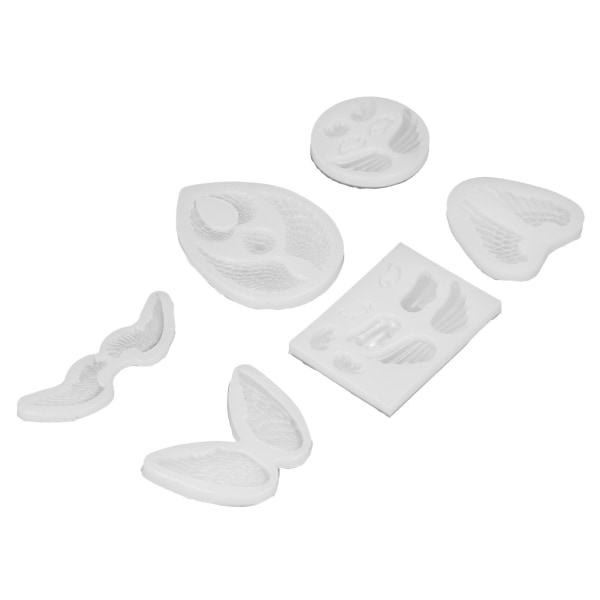 6 stk Silikonform Engel Vinger Form Fleksibel Blød Genanvendelig Transparent Silikonform til DIY Håndværk Bage