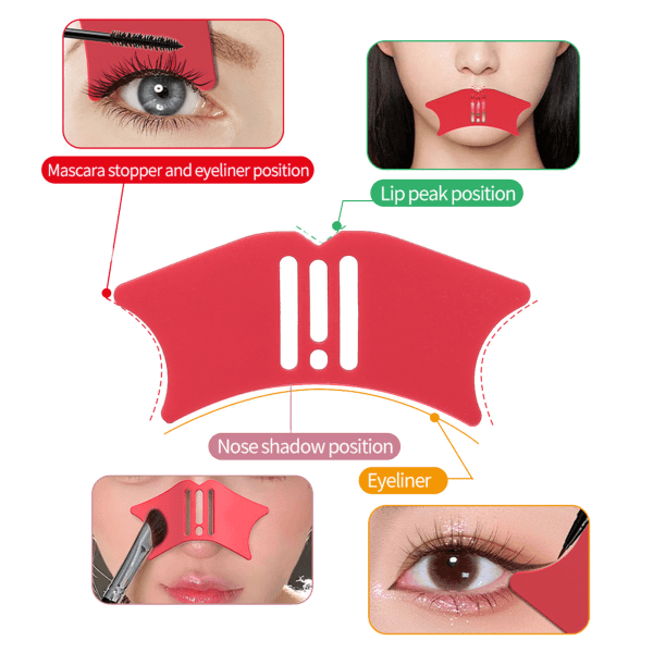 Næseskyggeværktøj Multifunktionel silikone-eyeliner skabelon Næsekonturstencil Ansigtsmakeup-guide med børste