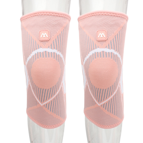 2 st Sports Knäskydd Andningsbart Nylon Stickat Knäskydd 4-sidigt Elastiskt Rep Knäskydd för Löpning Klättring Rosa L
