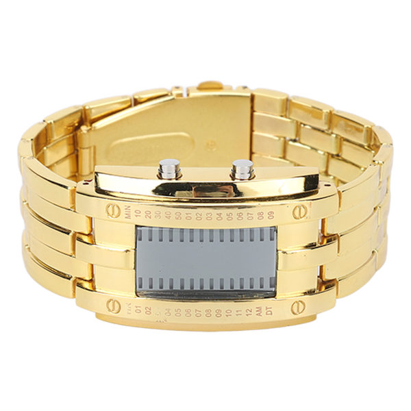 Herre-ur Mode Elegant Vandafvisende Alloy Herre-LED-ur med Binær Tid Visning (Mænds Guld)