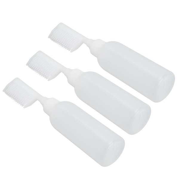 3-pack Rotborste Applikator Tom Flaska PE Pressbar Klar Skala Hårfärgningsfärgningsflaska Vit